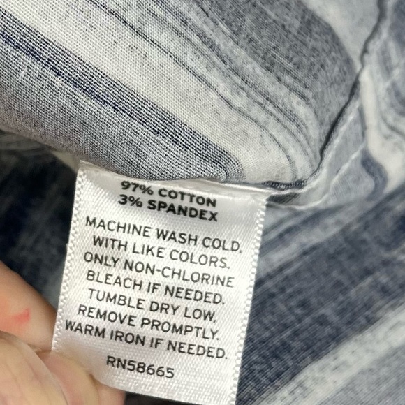 14th & Union Shirt Mens Large Blue White Stripe Short Sleeve Shirt Button Up NWT - Picture 6 of 9